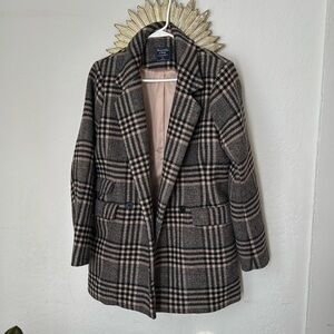 Abercrombie Wool Blend Blazer Coat Plaid